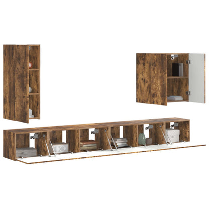 vidaXL TV Wall Cabinet Set Wall-mounted 6 pcs Smoked Oak