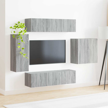 vidaXL TV Wall Cabinet Set Wall-mounted 6 pcs Grey Sonoma