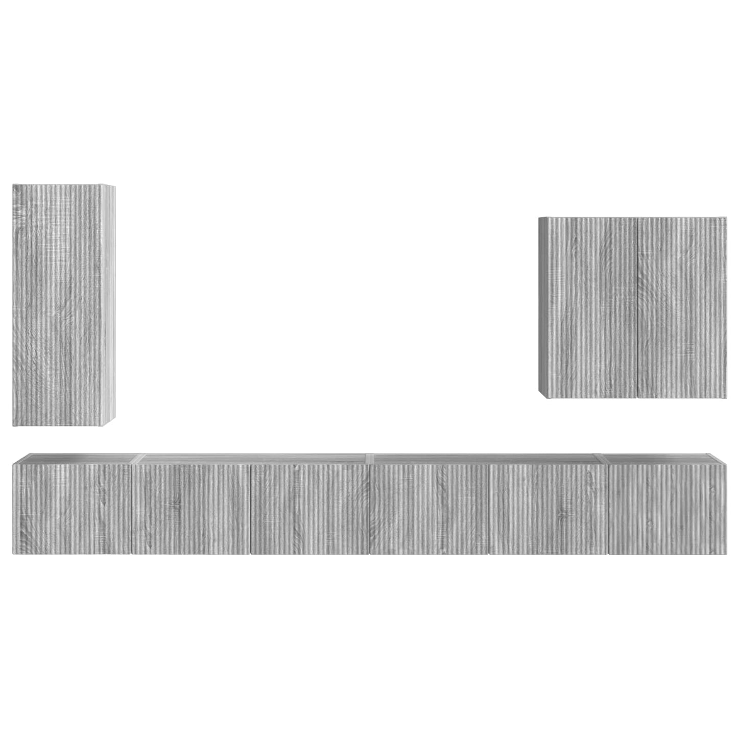 vidaXL TV Wall Cabinet Set Wall-mounted 6 pcs Grey Sonoma