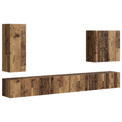 vidaXL TV Wall Cabinet Set Wall-mounted 6 pcs Old Wood