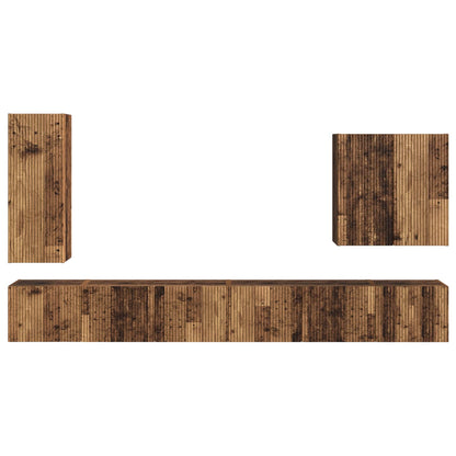 vidaXL TV Wall Cabinet Set Wall-mounted 6 pcs Old Wood