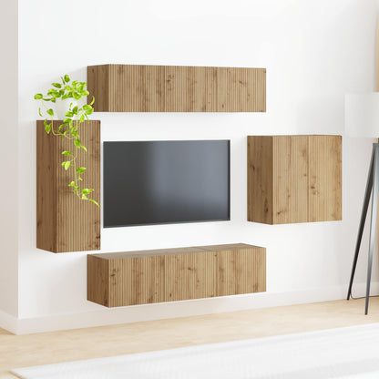 vidaXL TV Wall Cabinet Set 6 pcs Artisan Oak