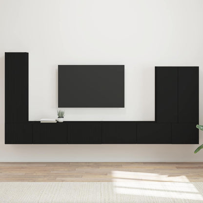 vidaXL TV Wall Cabinet Set 6 pcs Black