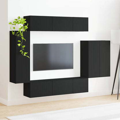 vidaXL TV Wall Cabinet Set 6 pcs Black
