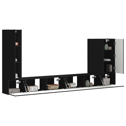 vidaXL TV Wall Cabinet Set 6 pcs Black