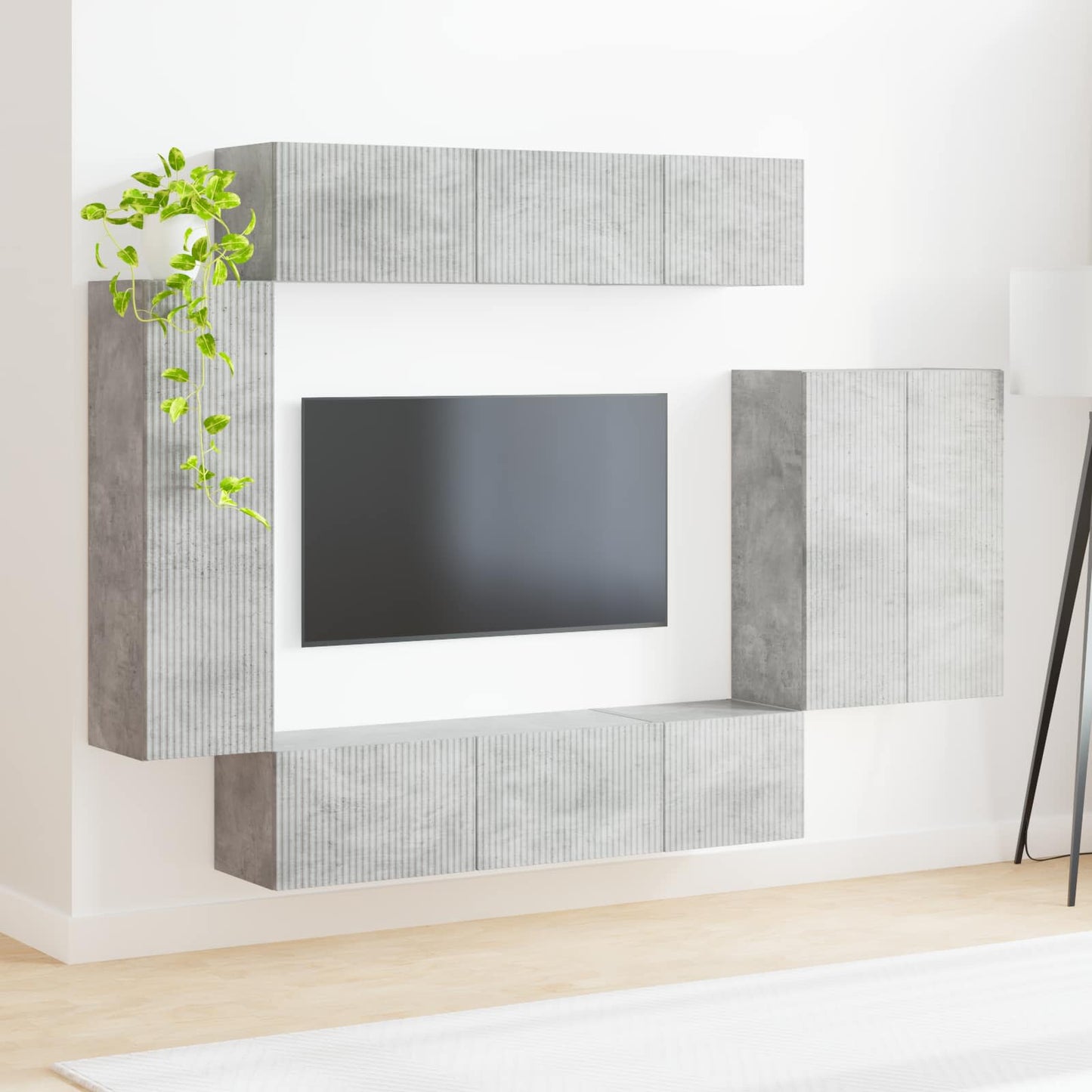 vidaXL TV Wall Cabinet Set Wall-mounted 6 pcs Concrete Grey