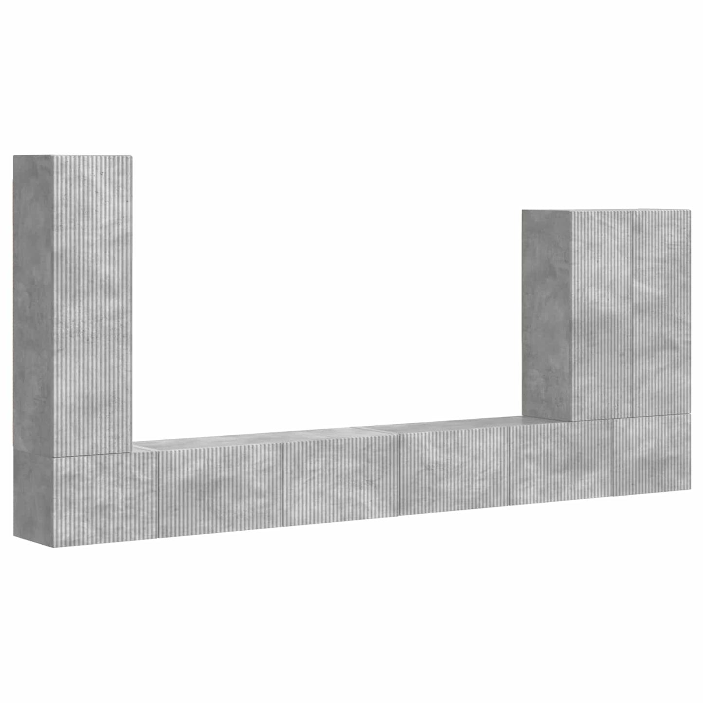 vidaXL TV Wall Cabinet Set Wall-mounted 6 pcs Concrete Grey