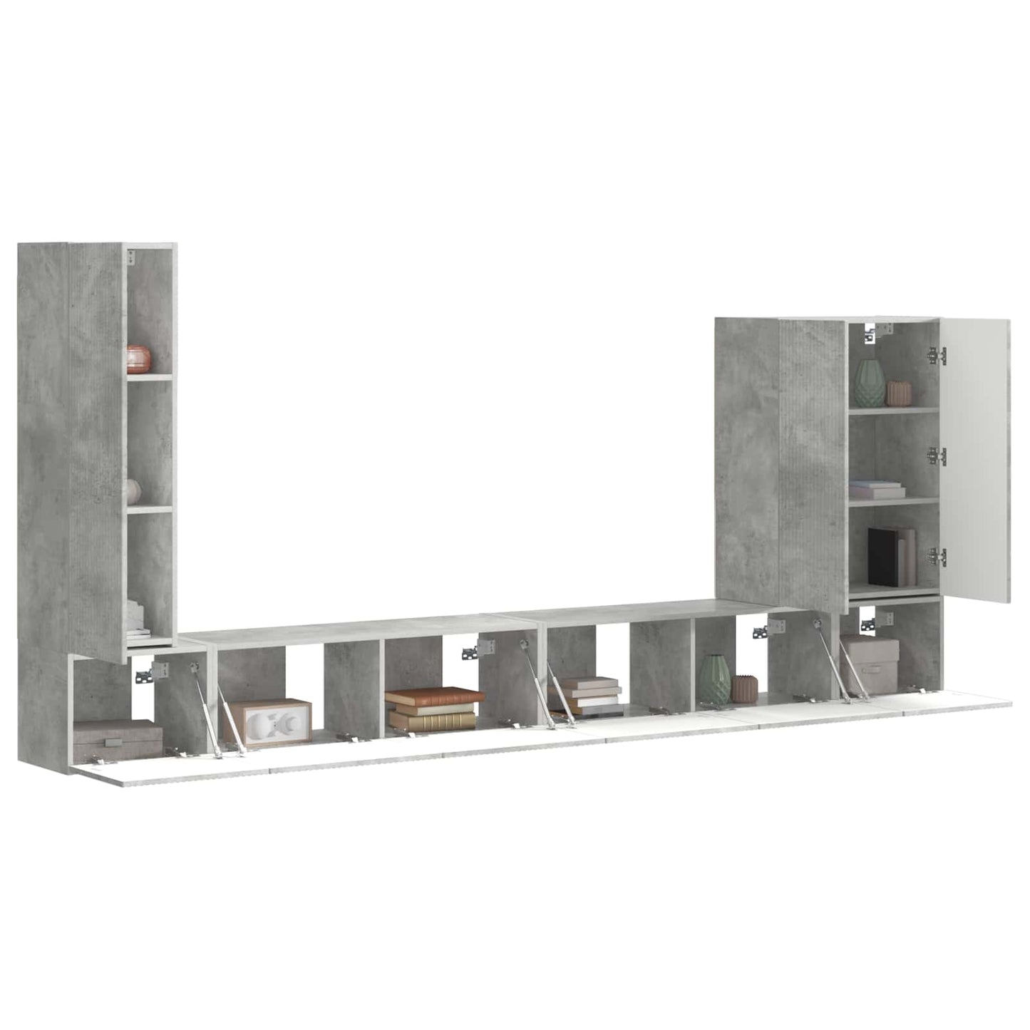 vidaXL TV Wall Cabinet Set Wall-mounted 6 pcs Concrete Grey