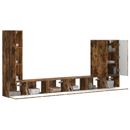 vidaXL TV Wall Cabinet Set Wall-mounted 6 pcs Smoked Oak