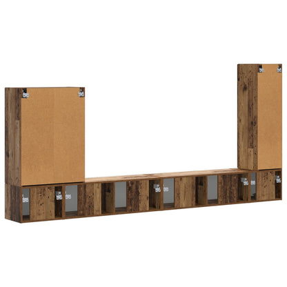 vidaXL TV Wall Cabinet Set Wall-mounted 6 pcs Old Wood