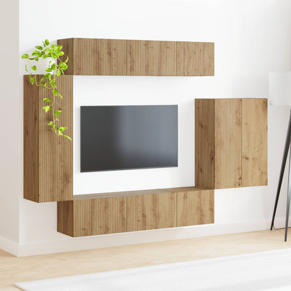 vidaXL TV Wall Cabinet Set 6 pcs Artisan Oak
