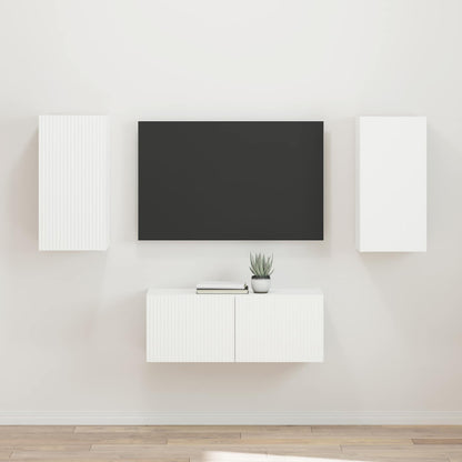 vidaXL TV Cabinet Set Wall-mounted 2 pcs White Engineered Wood