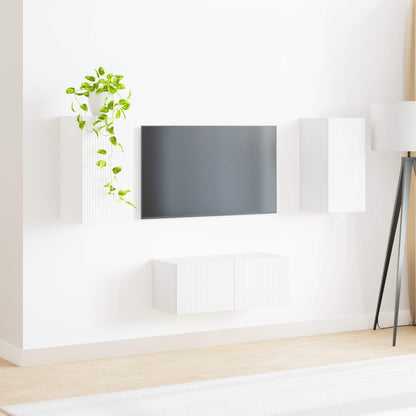 vidaXL TV Cabinet Set Wall-mounted 2 pcs White Engineered Wood