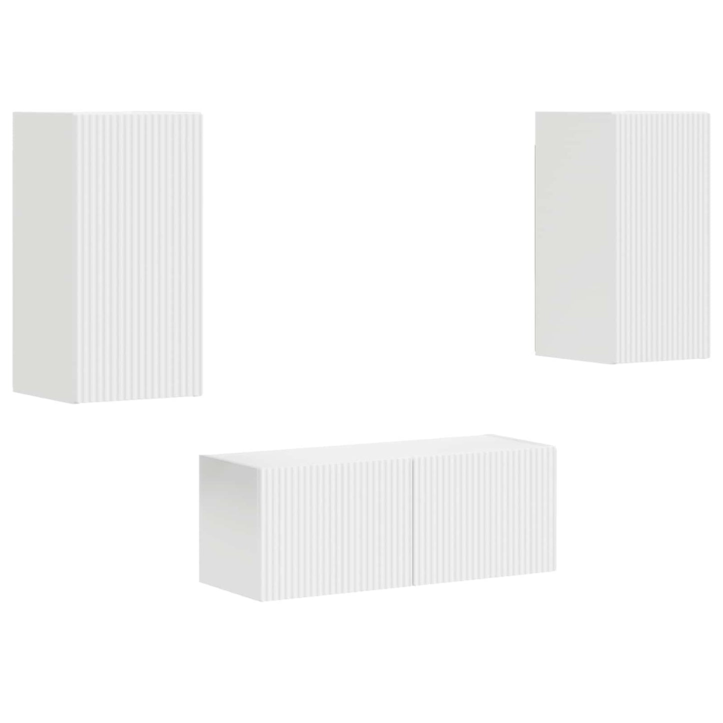vidaXL TV Cabinet Set Wall-mounted 2 pcs White Engineered Wood