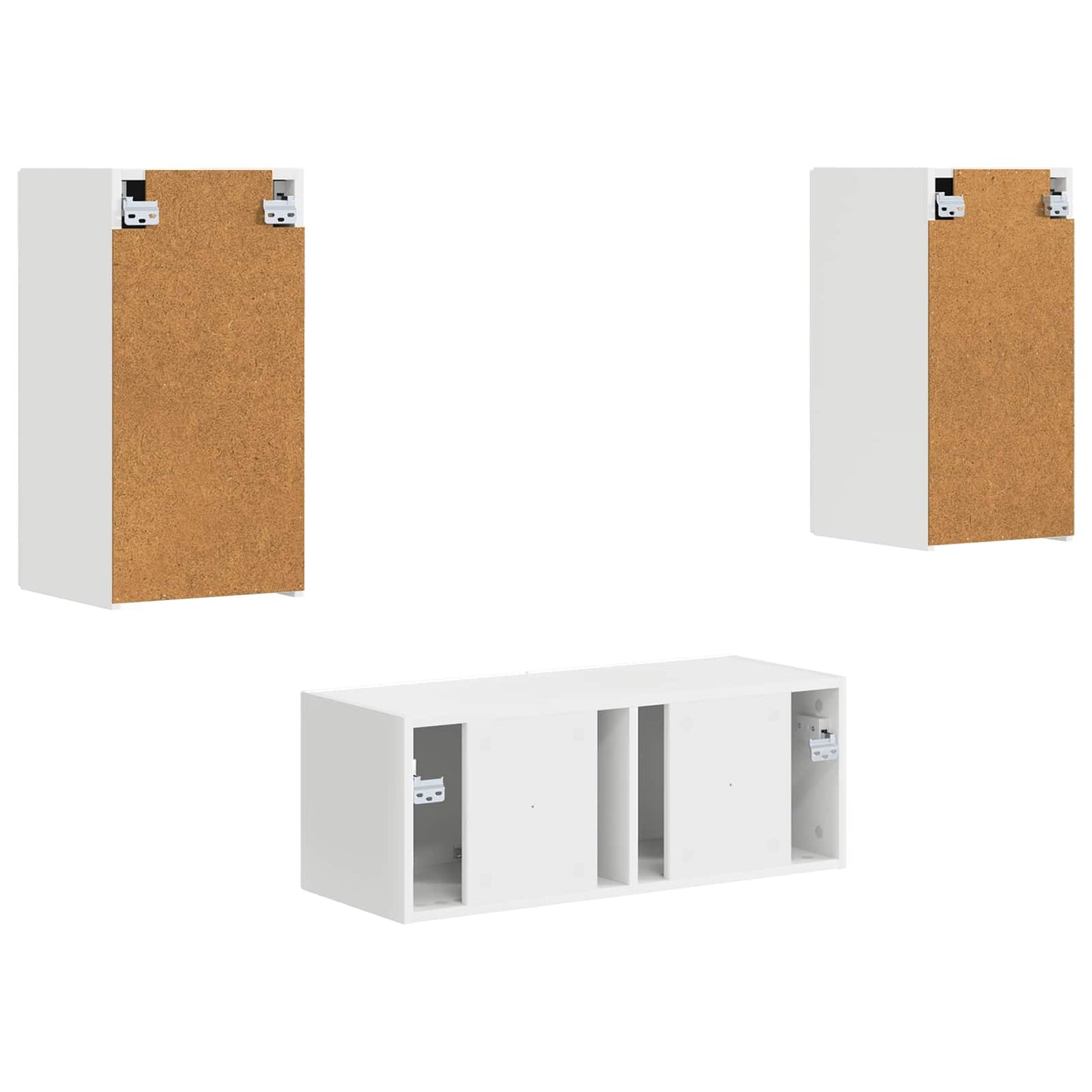vidaXL TV Cabinet Set Wall-mounted 2 pcs White Engineered Wood