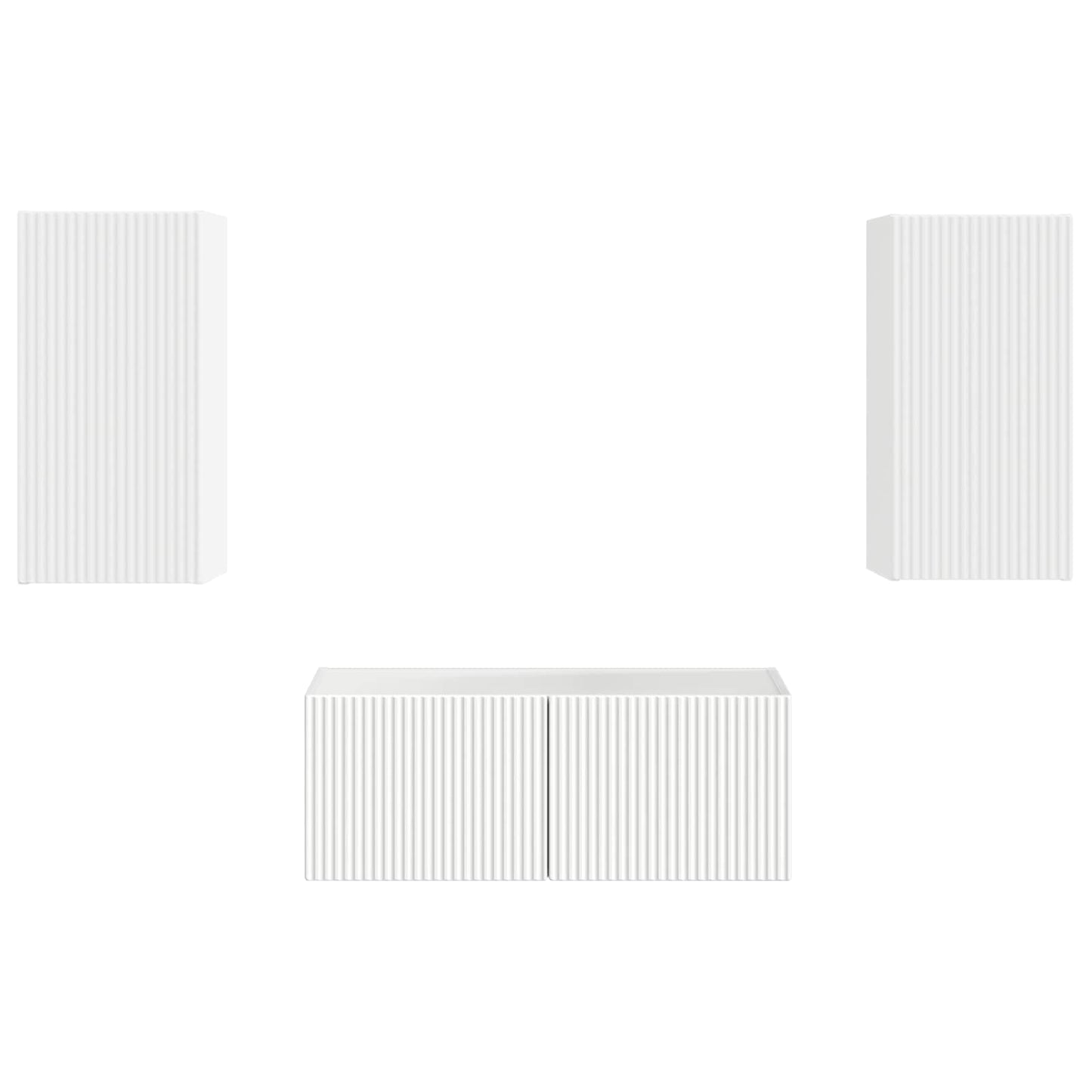 vidaXL TV Cabinet Set Wall-mounted 2 pcs White Engineered Wood