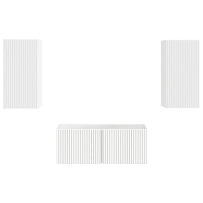 vidaXL TV Cabinet Set Wall-mounted 2 pcs White Engineered Wood