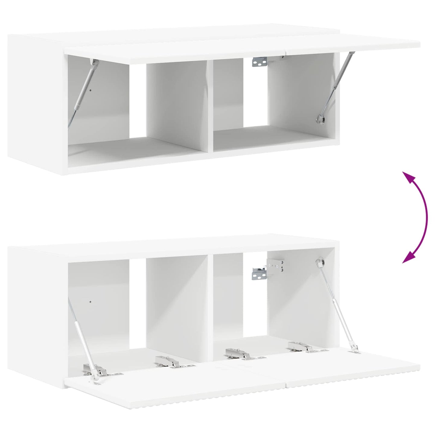 vidaXL TV Cabinet Set Wall-mounted 2 pcs White Engineered Wood