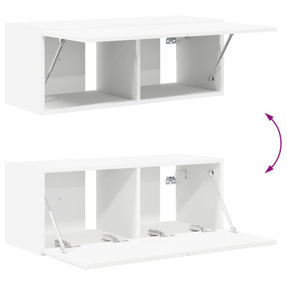vidaXL TV Cabinet Set Wall-mounted 2 pcs White Engineered Wood