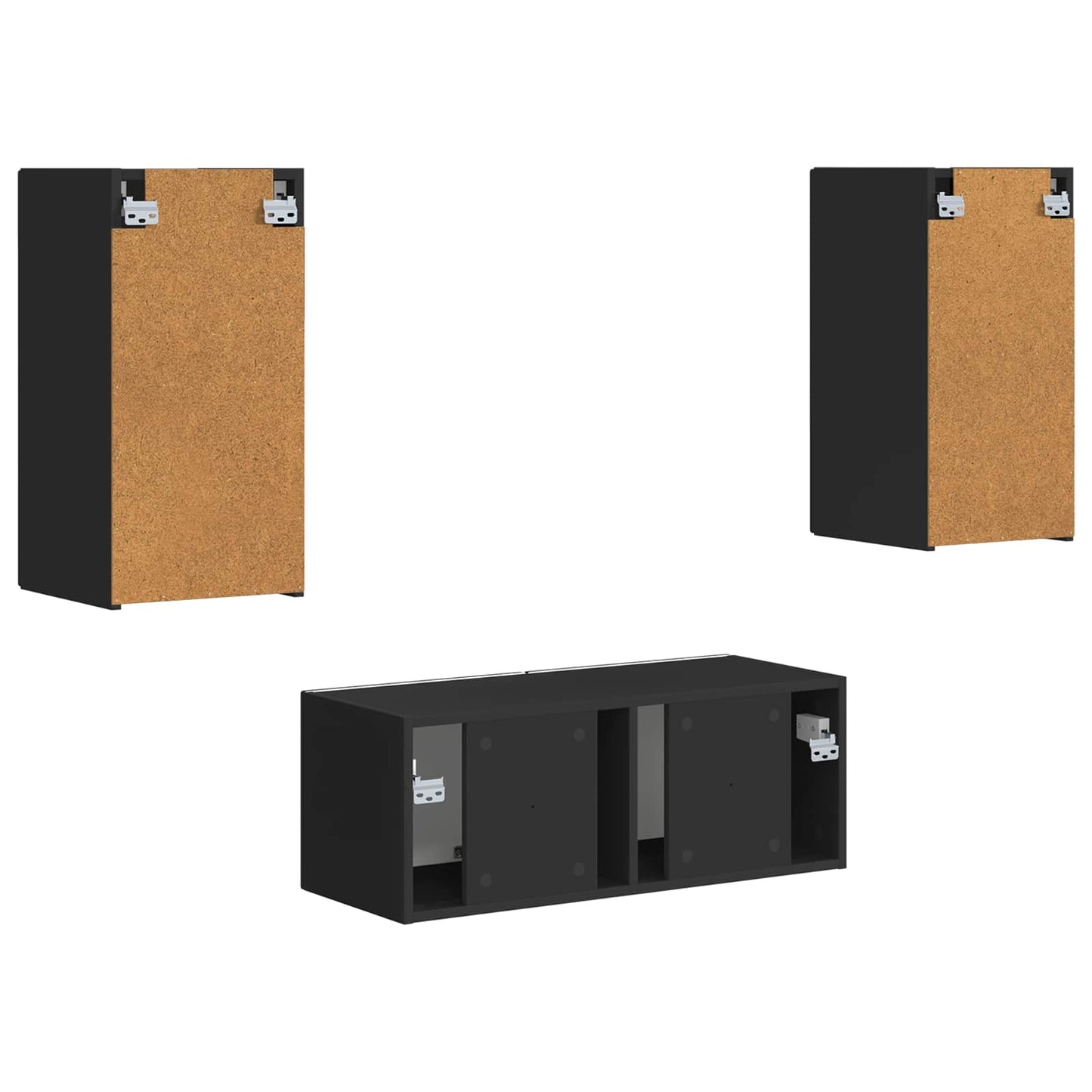 vidaXL TV Cabinet Set Wall-mounted 2 pcs Black Engineered Wood