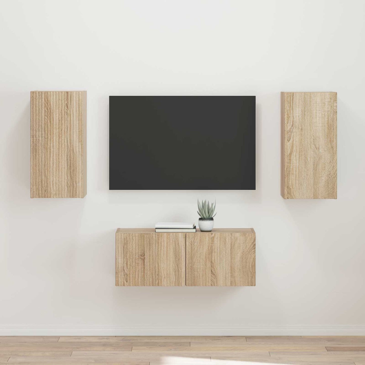 vidaXL TV Cabinet Set Wall-mounted 2 pcs Sonoma Oak Engineered Wood
