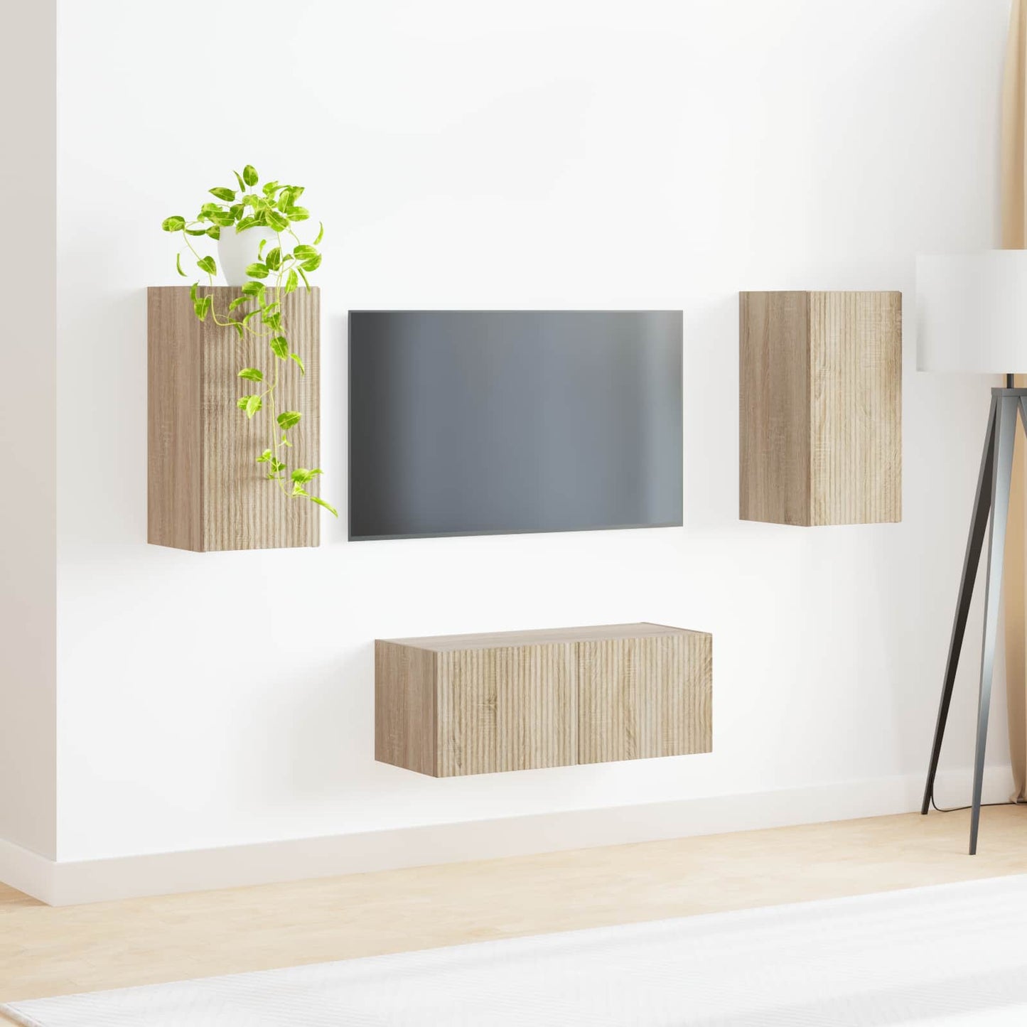 vidaXL TV Cabinet Set Wall-mounted 2 pcs Sonoma Oak Engineered Wood