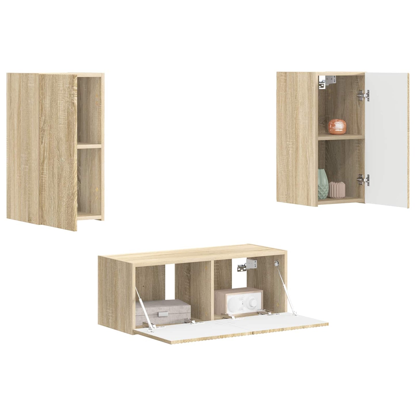 vidaXL TV Cabinet Set Wall-mounted 2 pcs Sonoma Oak Engineered Wood