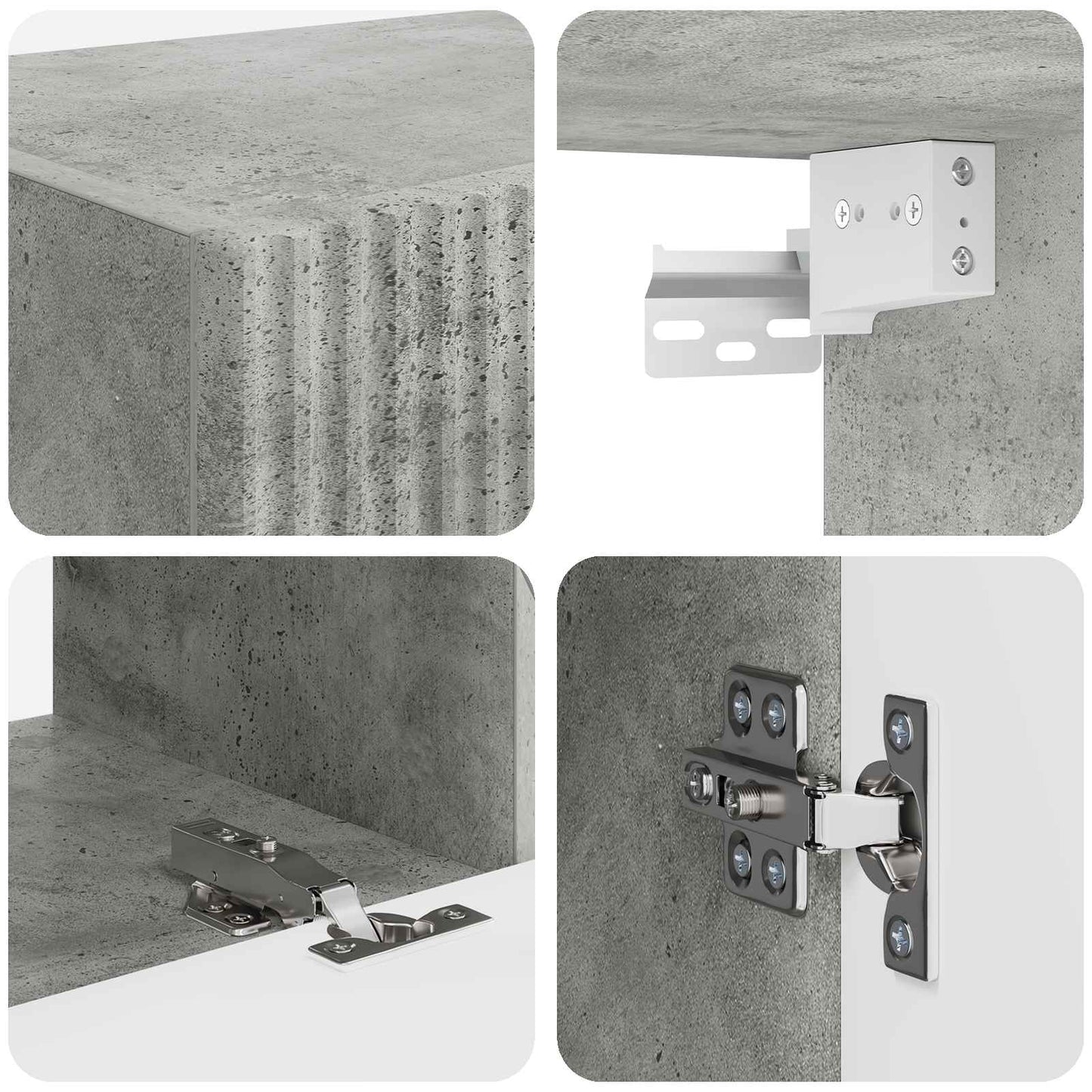 vidaXL TV Cabinet Set Wall-mounted 2 pcs Concrete Grey Engineered Wood