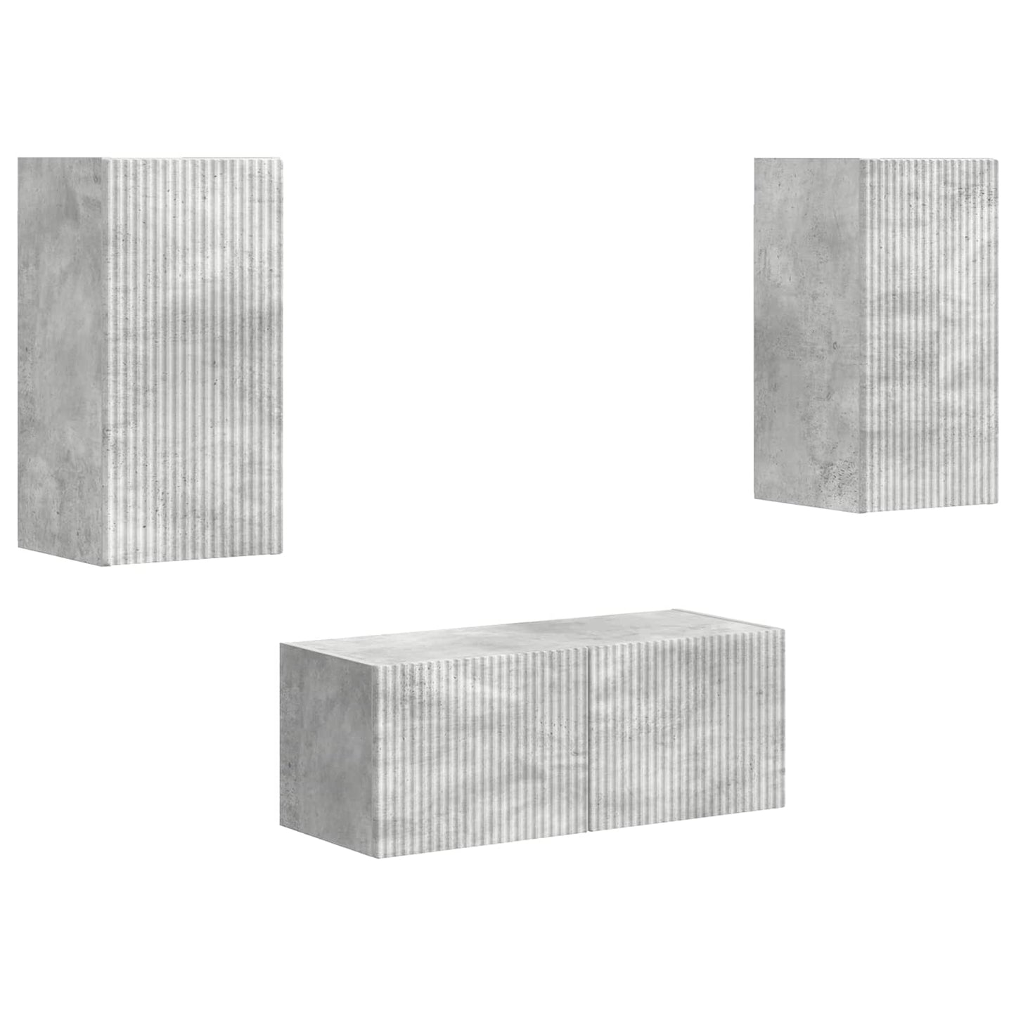 vidaXL TV Cabinet Set Wall-mounted 2 pcs Concrete Grey Engineered Wood
