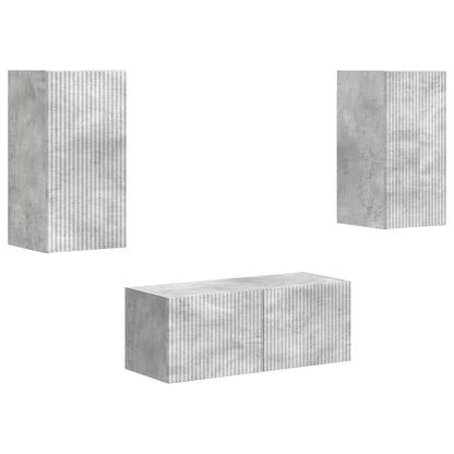 vidaXL TV Cabinet Set Wall-mounted 2 pcs Concrete Grey Engineered Wood