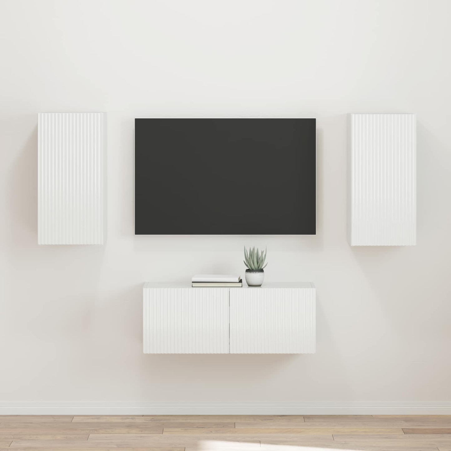 vidaXL TV Cabinet Set 2 pcs High Gloss White Engineered Wood