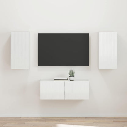vidaXL TV Cabinet Set 2 pcs High Gloss White Engineered Wood