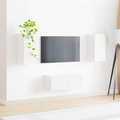 vidaXL TV Cabinet Set 2 pcs High Gloss White Engineered Wood