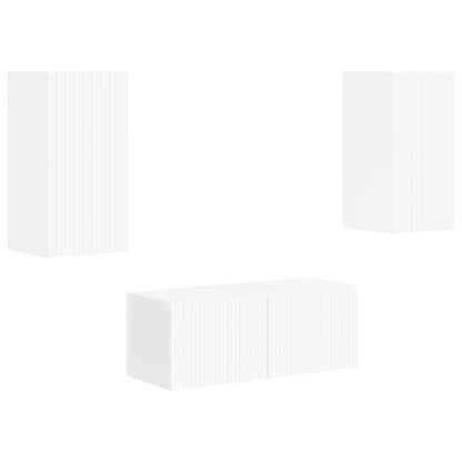 vidaXL TV Cabinet Set 2 pcs High Gloss White Engineered Wood