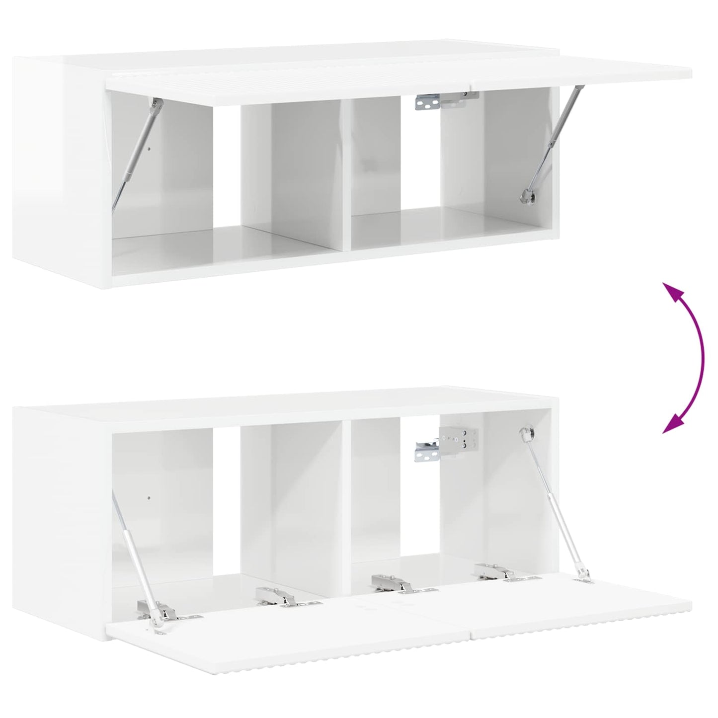 vidaXL TV Cabinet Set 2 pcs High Gloss White Engineered Wood