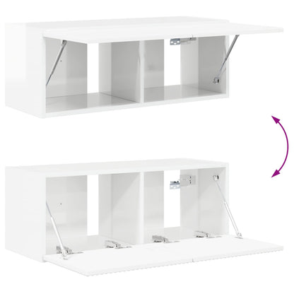 vidaXL TV Cabinet Set 2 pcs High Gloss White Engineered Wood
