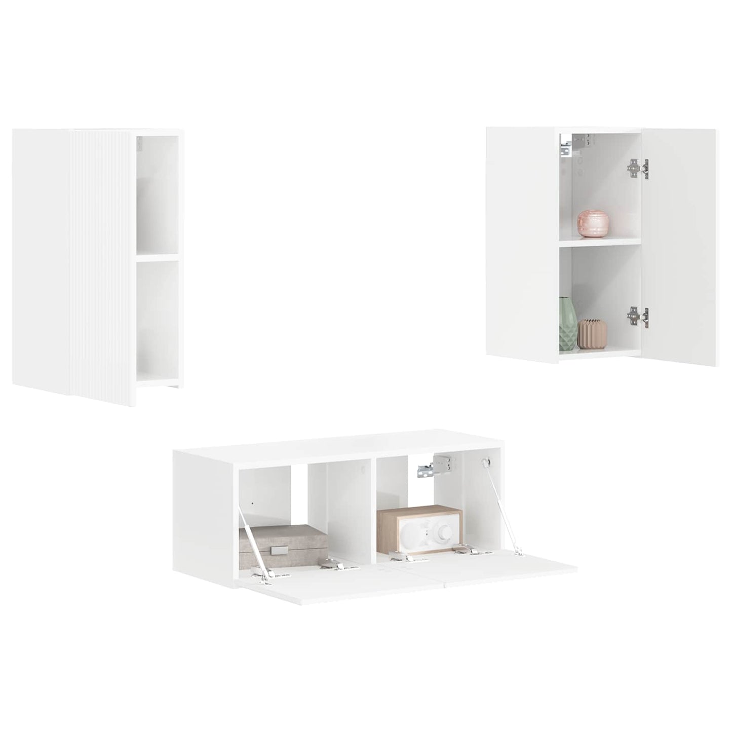 vidaXL TV Cabinet Set 2 pcs High Gloss White Engineered Wood