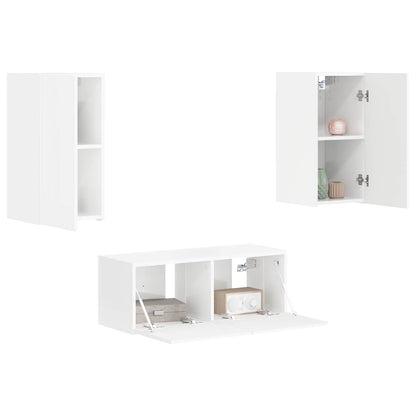 vidaXL TV Cabinet Set 2 pcs High Gloss White Engineered Wood