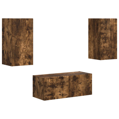 vidaXL TV Cabinet Set Wall-mounted 2 pcs Smoked Oak Engineered Wood