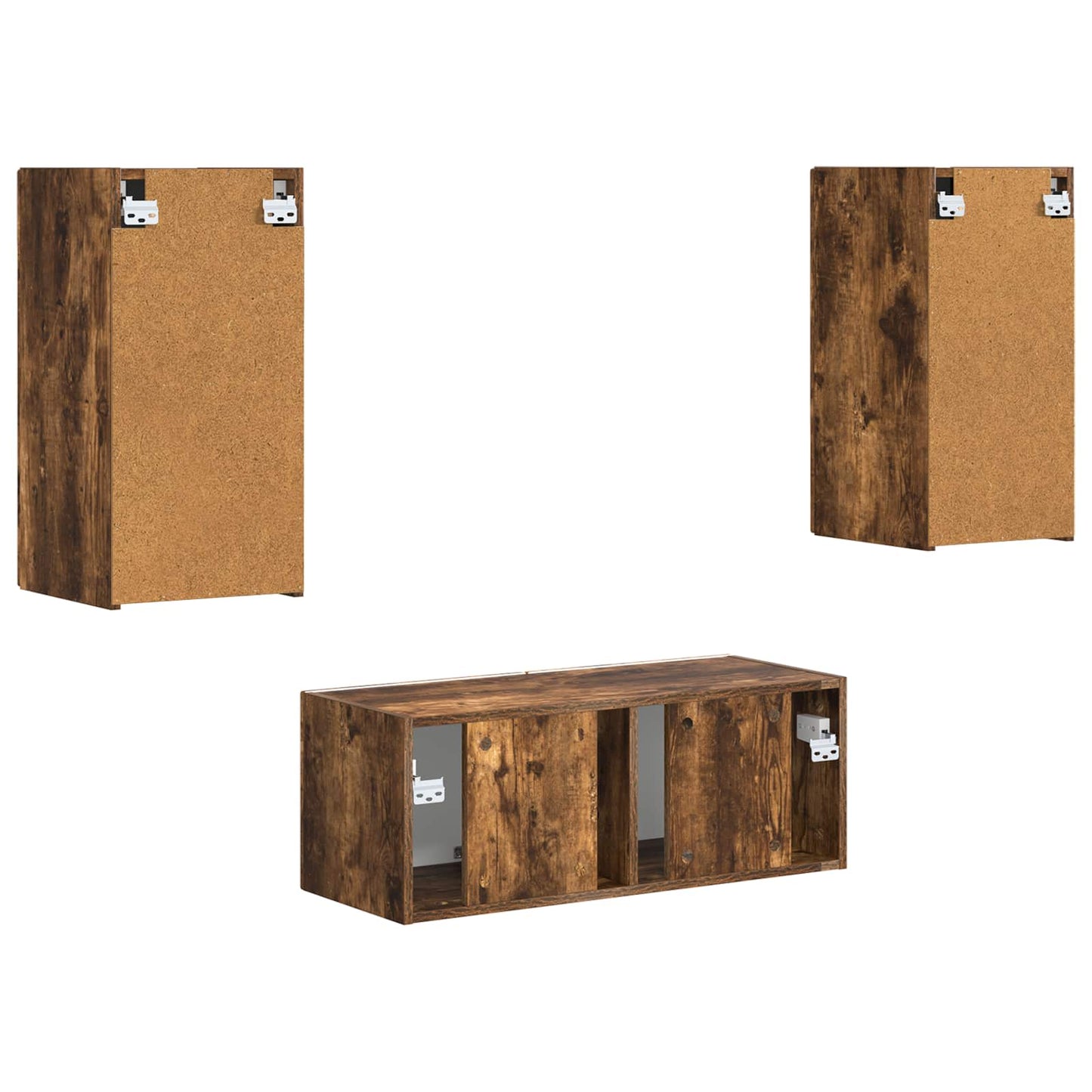 vidaXL TV Cabinet Set Wall-mounted 2 pcs Smoked Oak Engineered Wood