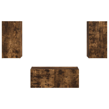 vidaXL TV Cabinet Set Wall-mounted 2 pcs Smoked Oak Engineered Wood
