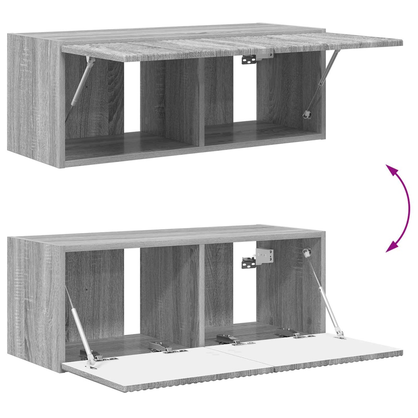 vidaXL TV Cabinet Set Wall-mounted 2 pcs Grey Sonoma Engineered Wood