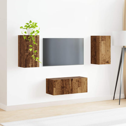 vidaXL TV Cabinet Set Wall-mounted 2 pcs Old Wood Engineered Wood