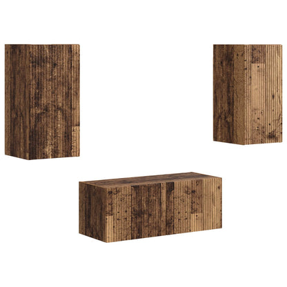 vidaXL TV Cabinet Set Wall-mounted 2 pcs Old Wood Engineered Wood