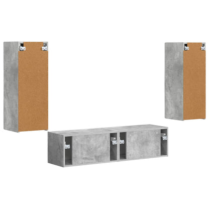 vidaXL TV Cabinet Set Wall-mounted 2 pcs Concrete Grey Engineered Wood