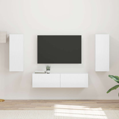 vidaXL TV Cabinet Set 2 pcs High Gloss White Engineered Wood