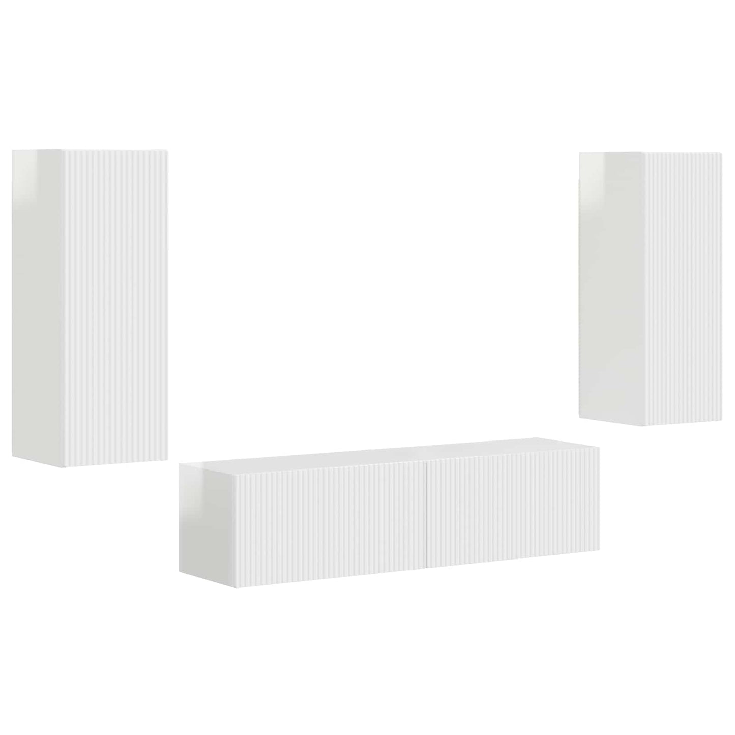 vidaXL TV Cabinet Set 2 pcs High Gloss White Engineered Wood