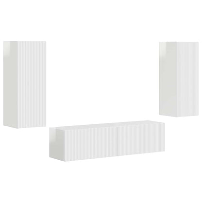 vidaXL TV Cabinet Set 2 pcs High Gloss White Engineered Wood