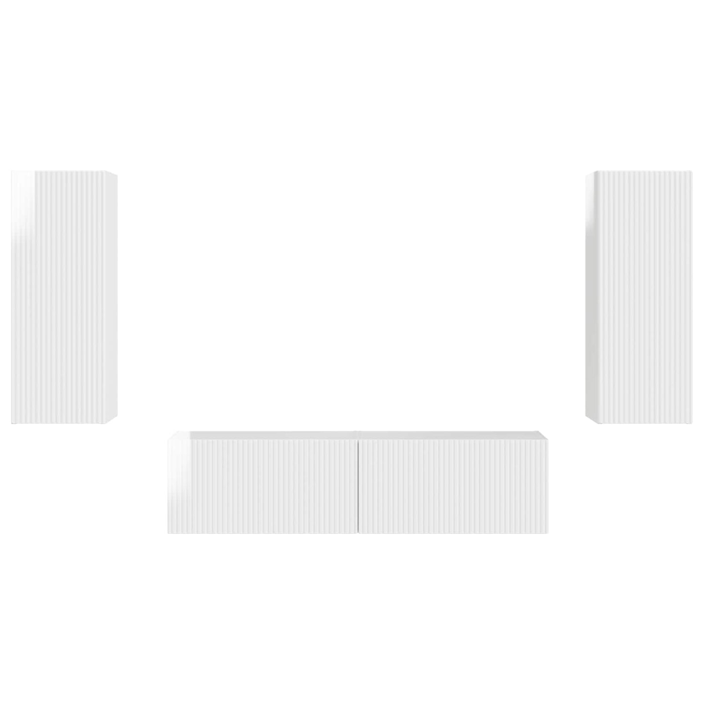 vidaXL TV Cabinet Set 2 pcs High Gloss White Engineered Wood