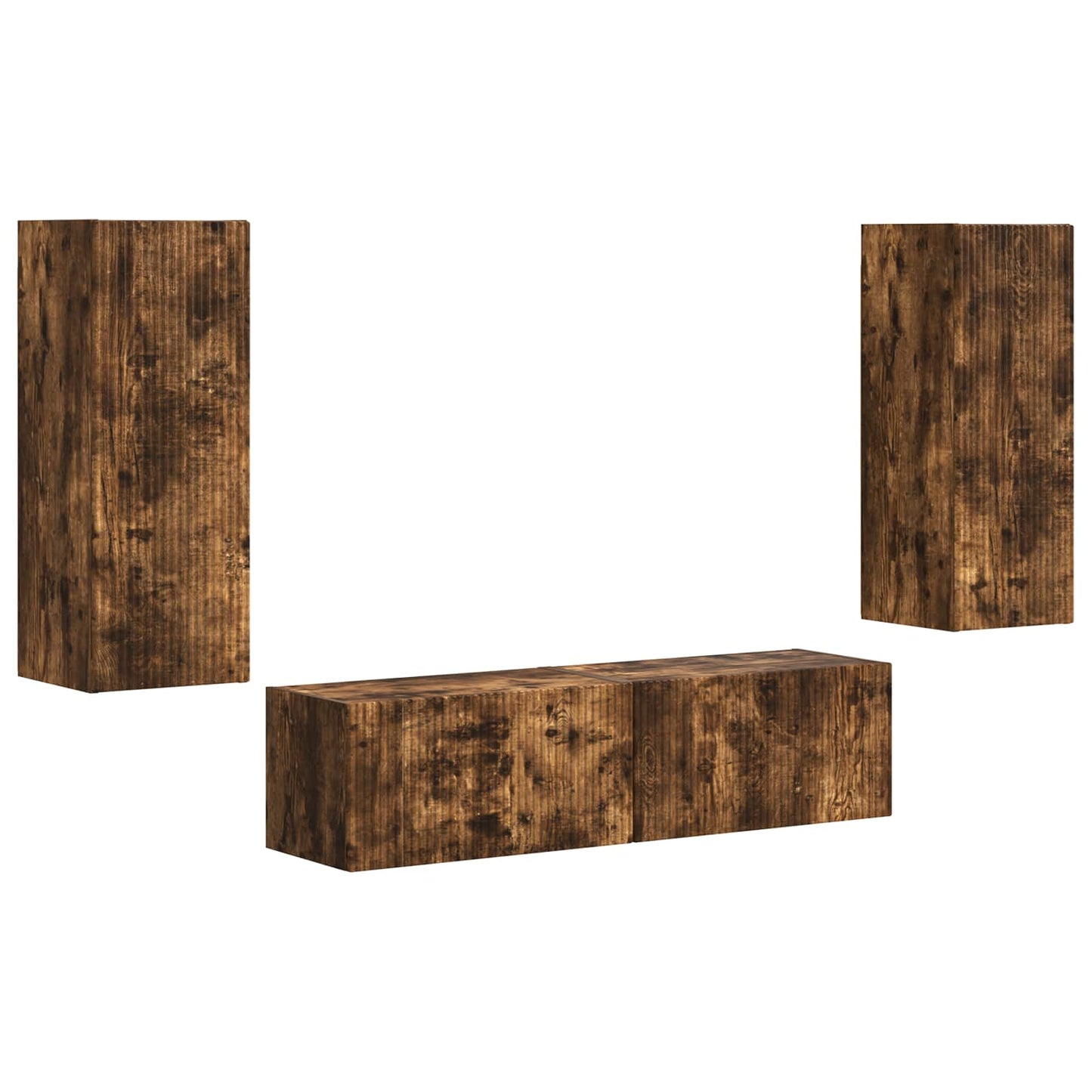 vidaXL TV Cabinet Set Wall-mounted 2 pcs Smoked Oak Engineered Wood